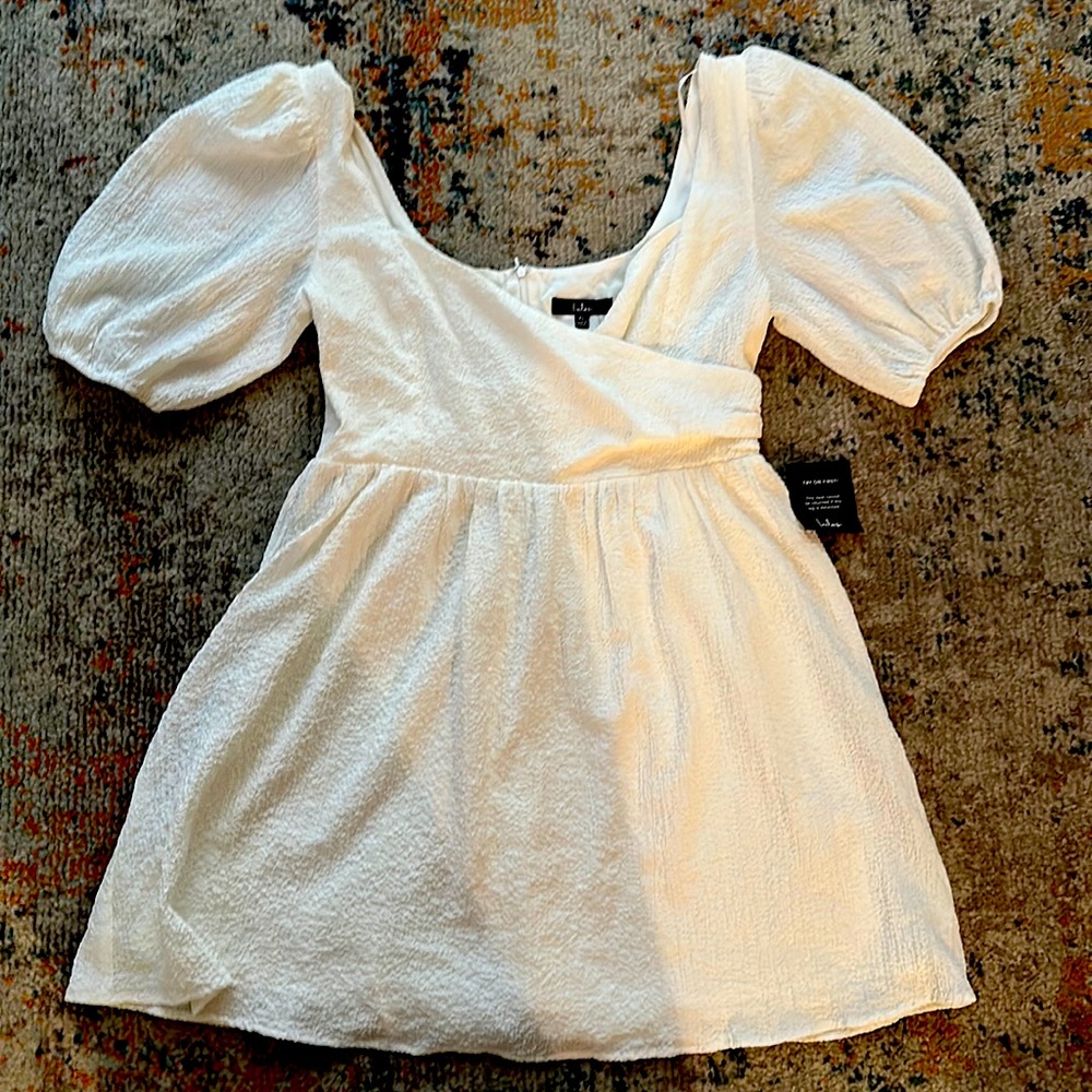 Lulu’s Little Bit In Love White Surplice Puff Sleeve Mini Dress - XL